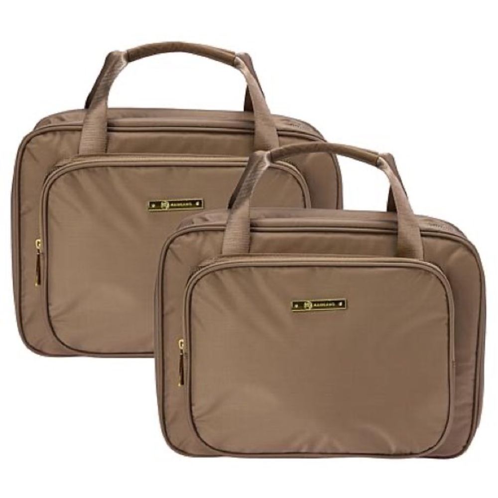 Joy Mangano Tan Toiletries Bag Duo